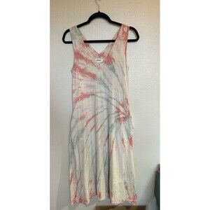 Pact Tie-Dye Midi Dress NWT - Coral, Blue, Cream